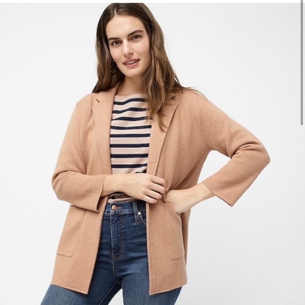 J.Crew Sophie Sweater Blazer | Tan | Small | Like New | Fall | Merino Wool - Picture 2 of 7